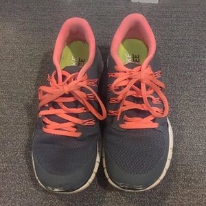 Pink and Gray Nike Free Run